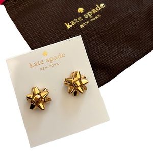 BNWT Kate Spade gold Bourgeois Bow stud earrings
